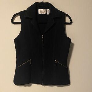 Jessica Petites Black Zippered Vest wool